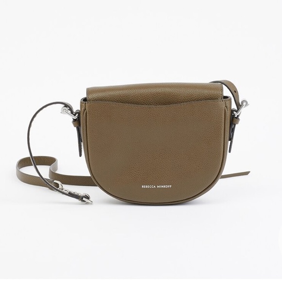 Rebecca Minkoff Megan Mini Saddle Crossbody Leather Seaweed Mushroom Color NWOT - Picture 2 of 2
